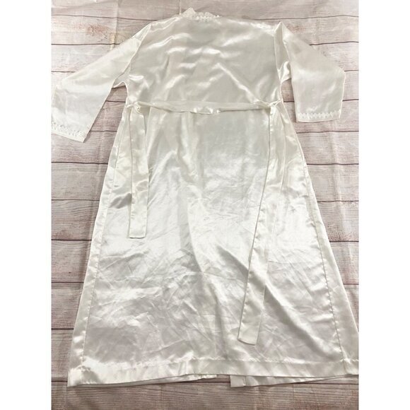 Vintage Christian Dior 10980's Satin Lace Trim Bath Robe - Medium - Picture 12 of 13